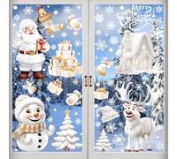 Window Stickers Decoration, 9 Sheets Christmas Window Cling Decal White Stereo Static Sticker for Xmas Window Decoration