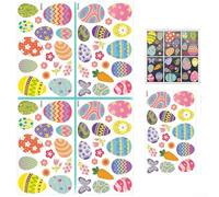 Window Stickers, Easter Window Clings 4 Pack, Reusable PVC Static Stickers with Eggs Flowers Bunnies, No Glue Peel and Place Decals for Glass Doors Mirrors, Spring Holiday Decor for Home Classroom(B)