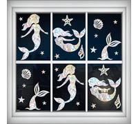 Window Stickers Mermaid Stickers Rainbow Window Decals Static Non Adhesive Collision Proof Glass Sticker Vinyl Decorations for Windows Prevent Dogs Birds Strikes 0115