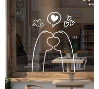 Window Stickers Static Cling Window Film - Reusable Fall Window Decals for Glass Door, Removable Decorative Window Clings for Café, Shop & Home, Festival Holiday Decoration, Hand & Heart Design