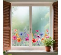 Window Stickers Window Decals for Glass Garden Flower Clings Wildflower Grass Decals Flower Stickers for Home Office Living Room Bedroom Decor