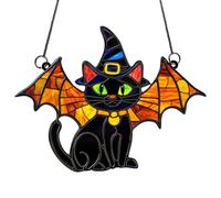 Window Sun Catcher - Glow in the Dark | Acrylic Ghost Sun Catcher | Spooky Halloween Decorations | Glass Suncatchers with Iron Chain for Halloween Haunted House Decor