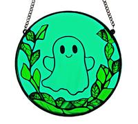 Window Sun Catcher - Glow in the Dark | Acrylic Ghost Sun Catcher | Spooky Halloween Decorations | Glass Suncatchers with Iron Chain for Halloween Haunted House Decor