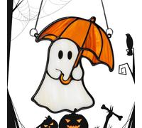 Window Sun Catcher - Glow in the Dark | Acrylic Ghost Sun Catcher | Spooky Halloween Decorations | Glass Suncatchers with Iron Chain for Halloween Haunted House Decor