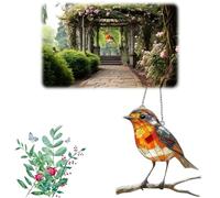 Window Sun Catcher,Hanging Ornament for Window Decor,Home Window Decoration,Garden Sun Catchers with Stained Glass,Hanging Garden Ornaments,Crystal Suncatcher,Wind Chimes Indoor(BIRD)