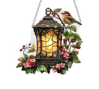 Window Sun Catcher, Stained Glass Effect Acrylic Sun Catcher with Chain, Shaped Robin Bird Garden Hanging Ornaments for Home, Garden, Wall, Outside, Porch
