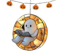 Window Sun Catcher - Sun Catchers For | Suns Catchers | Light Catcherrs For Window | Cute Reading Book Ghost Halloween Suns Catcher | Halloween Ghost Sign Rainbow Art Aesthetic Decor For Chris