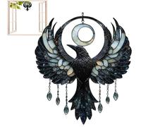 Window Sun Catchers | 2D Raven Moon Decoration | Hangable Ornament | for Home Living Room Store Window Outdoor Patio Balcony Tree
