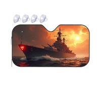 Window Sun Shade For Car A Battleship Sails Through Turbulent Waters As The Sun Sets Car Windshield Sunshade Portable Sun Shade Car Window Covers(76x140cm)