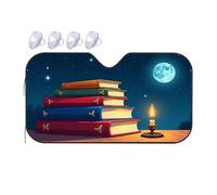 Window Sun Shade For Car Books With Golden Symbols Lit By Candlelight Under The Moon Car Windshield Sunshade Portable Sun Shade Car Window Covers(70x130cm)