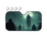 Window Sun Shade For Car Silhouettes Under A Full Moon On A Foggy Night Car Windshield Sunshade Sunshade For Car Car Sun Shade Windshield(70x130cm)