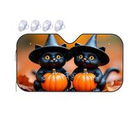 Window Sun Shade For Car Two Black Cats In Witch Hats Holding Pumpkins Car Windshield Sunshade Portable Sun Shade Car Window Covers(76x140cm)