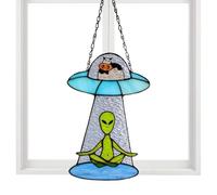 Window Suncatcher, Alien Window Decoration | Acrylic Painted A Cow Abduction Sun Catcher Pendant, Alien Pendant, Ornaments, Room Door Decoration for