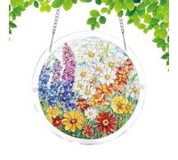 Window Suncatcher Set, Round Acrylic Hanging Decor, Colorful Light Reflection Ornament with Metal Chain Build, Lightweight Decorative Accessory Kit, Acrylic Window Ornament for Bedroom Use