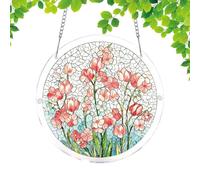 Window Suncatcher Set, Round Acrylic Hanging Decor, Colorful Light Reflection Ornament with Metal Chain Build, Lightweight Decorative Accessory Kit, Acrylic Window Ornament for Bedroom Use