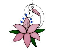 Window Suncatchers - Stained Glass Suncatchers Acrylic Hangings Flower Lily Pendant | Acrylic Flower Window Pendants Hand Painted Colorful Door Hanger for Home Decoration