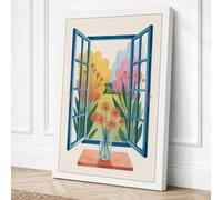 Window to Blooms Botanical Canvas Wall Art Print 18x12 Inch (46 x 30 cm)