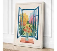 Window to Blooms Botanical Canvas Wall Art Print 18x12 Inch (46 x 30 cm)
