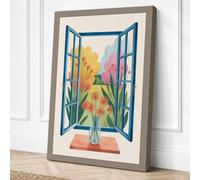 Window to Blooms Botanical Canvas Wall Art Print 18x12 Inch (46 x 30 cm)