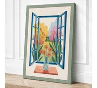 Window to Blooms Botanical Canvas Wall Art Print 24x16 Inch (61 x 41 cm)