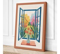 Window to Blooms Botanical Canvas Wall Art Print 36x24 Inch (91 x 61 cm)