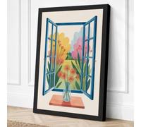 Window to Blooms Botanical Canvas Wall Art Print 36x24 Inch (91 x 61 cm)
