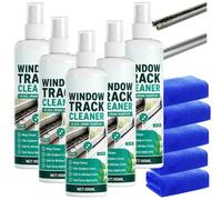 Window Track Cleaner Spray with Cloth - Black Grime Remover for Sliding Door Tracks and Window Grooves, Dust and Grime Cleaner for Narrow Gaps, Glass Door Cleaning Solution, 100ml (5pcs)