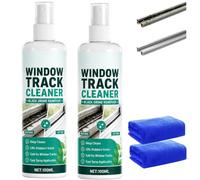 Window Track Cleaner Spray with Cloth - Black Grime Remover for Sliding Door Tracks and Window Grooves, Dust and Grime Cleaner for Narrow Gaps, Glass Door Cleaning Solution, 100ml (2pcs)