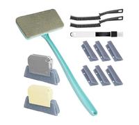 Window Track Cleaning Tools, Window Screen Cleaning Brush, Detachable Handle, Scraper, Multi-Purpose Groove Cleaner, Perfect for Kitchen Sink Bath Floor Tile Outdoor Shower House, 1 Set Gray Blue