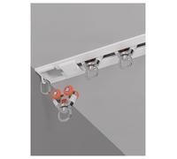 Window Track,Drapery Gliders,Hidden Recessed with 4-wheels Roller,Room Divider Rod for Living Privacy Partitions(Milk,100cm/3.3ft)