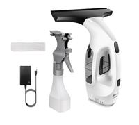 Window Vac Cleaner IPX4, Handheld Cordless Window Squeegee Vacuum with Rechargeable Power Kit, Microfiber Cloth and Spray Bottle, 850g Lightweight, Spray Bottle (Black-White)