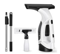 Window Vacuum Cleaner Cordless with Telescopic Pole - Streak-Free Shine on Windows, Tiles, Mirrors & Car Glass in One Quick Pass, Rechargeable Handheld Window Hoover with 150ml Tank