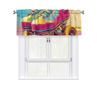 Window Valance Kitchen Curtains 54 x 18 Inch Retro Colorful Roller Skates Valances for Windows Curtain Valance Vintage Short Window Treatment for Kitchen Dining Room Bathroom Bedroom Home Decor