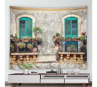 Window View Tapestry Wall Hanging Italian Style Extra Large Tapestry Fabric Wall Hangings Art 3D Print Tapestries for Bedroom Living Room Home Decor 230x274 cm a-8902