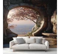 Window View Wallpaper for Living Room, Tree Nature Landscape Wallpaper for Bedroom, Wall Mural, Photo Wall Paper, Home Decor, 450 x 315 cm BIO&Ｊ