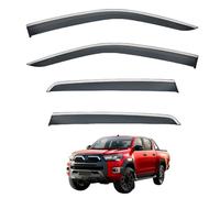 Window Visors Chrome Molding for Hilux Adventure MK8-AN120-AN130 2015-2025, Wind Deflectors Keep RainOut Improve Ventilation Reduce Noise Prevent