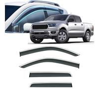 Window Visors Rain Guards for Ford Ranger 2019 2020 2021 2022 2023 2024 2025 2026,Out-Channel Window Wind Deflectors Vent Shields Vent Deflector Shade Wind,2019-2023 With chrome trim