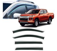 Window Visors Rain Guards for Mitsubishi Triton 2006-2019 2020 2021 2022 2023,Out-Channel Window Wind Deflectors Vent Shields Vent Deflector Shade Wind,2015-2023 With chrome trim