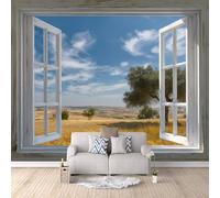 Window Wallpaper 300x256cm, Nature Landscape 3D Effect Photo Wallpaper,Mural Panoramic Non-Woven,for Living Room Bedroom Decoration, Easy to Install