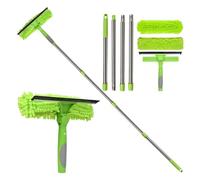 Window Wash Set - 2-in-1 Brush Wiper with Extension Rod, Household Cleaning Squeegee Tool, Cleaner for Shower, Glass, Tiles, Mirror, Door, Car, Windscreen, Devices for Houseware