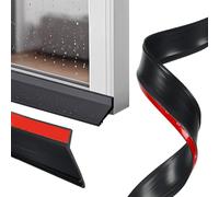 Window Weather Bar, Self Adhesive Rubber Rain Deflector, Rain Drip Guard, Universal Reinforced Weather Stripping for Gaps of House, Glass Shower, Window (Black, 4.5cm×3m)