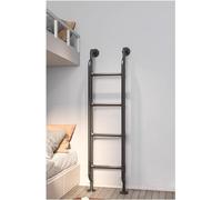 Window Well Fire Escape Ladder with Handrail - Metal Attic Climbing Ladder, Max Load 150kg, for RVs and Bunk Beds(Black,155cm)