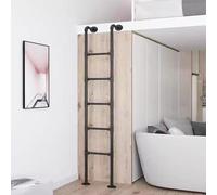 Window Well Ladder, Wall Mounted Metal Step Home Loft, 39-65" Height Entrance Egress Basement Indoor Outdoor