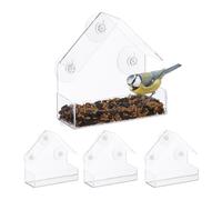 Window Wild Bird Feeder Swing Roof Plastic Transparent Feeding Station 15x15x7cm