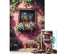 Window with Flowers Jigsaw Puzzle1000 Pieces Brain Boosting Play Zero Gap Cozy Indoor Entertainment for All (38x26cm)