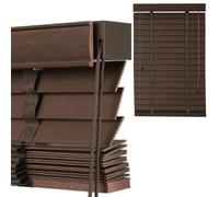 Window Wood Venetian Blinds for Indoor, 70 80 90 100 110 120 130 140 150 160cm Wide White/Black Wooden Blind for Office Home, 50mm Slats Privacy Curtains, Horizontal Window Shades(Walnut,160cm x 130cm