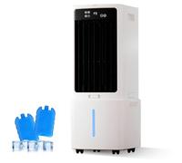 Windowless 12L Room Cooler, 800 m³/h Portable Evaporative Humidifier with Remote Control, 12H Auto-Off Timer, 90° Swing for Home