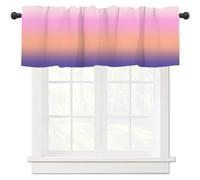 Windows Valances Curtain Pink and Purple Kitchen Valances Rod Pocket Gradient Gradual Color Window Treatment Short Topper Curtains for Kitchen Bathroom Living Room, 137x45cm