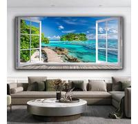 Windowsill Diamond Art Landscapes Diamond Art Kits Adults, 5D Large Diamond Painting 80x190 cm Full Square Drill Diamond Art for Kids DIY Crystal Art Diamond Painting Kit for Home Wall Decor Y-1