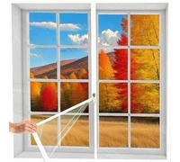 Windowsthermocover Insulating Film 99 x 120 cm Transparent Windproof Thermal Self-Closing Cover Easy No Drill Installation for Living Room Bedroom Nursery, White